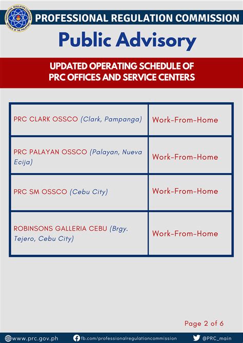 Operating Hours of PRC Offices and Service Centers .